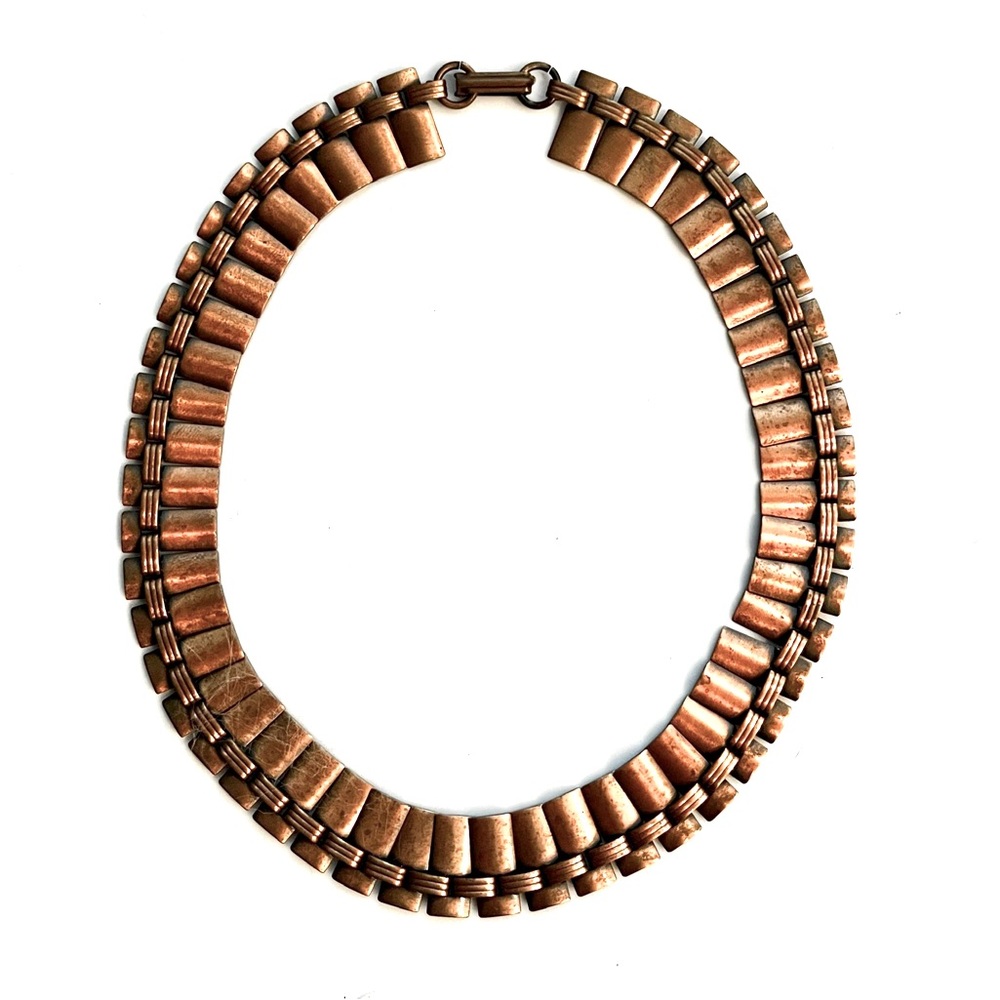 MCM Mid Century Vintage Solid Copper Choker 15 1/2” Necklace